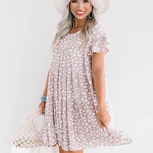 Beige Babydoll Ruffle Mini Dress XL